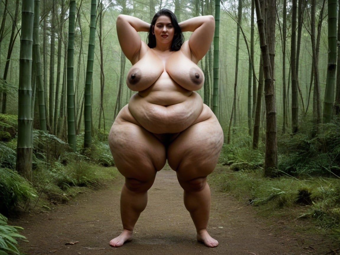 Giant Saggy Breasts, Topped With Very Large And Hyper Black Areolas, Her Very Saggy Breasts Hanging Low BBW AI Porn