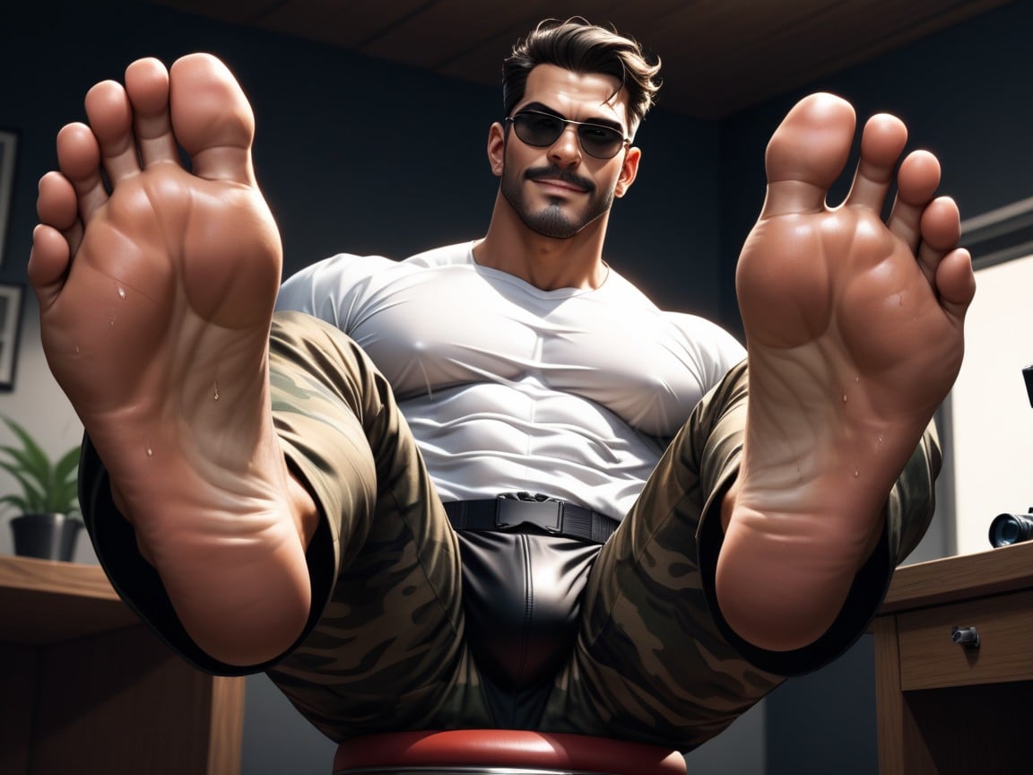 Soles Focused, Black Hair And Light Beard, Front View AI Gay Porn