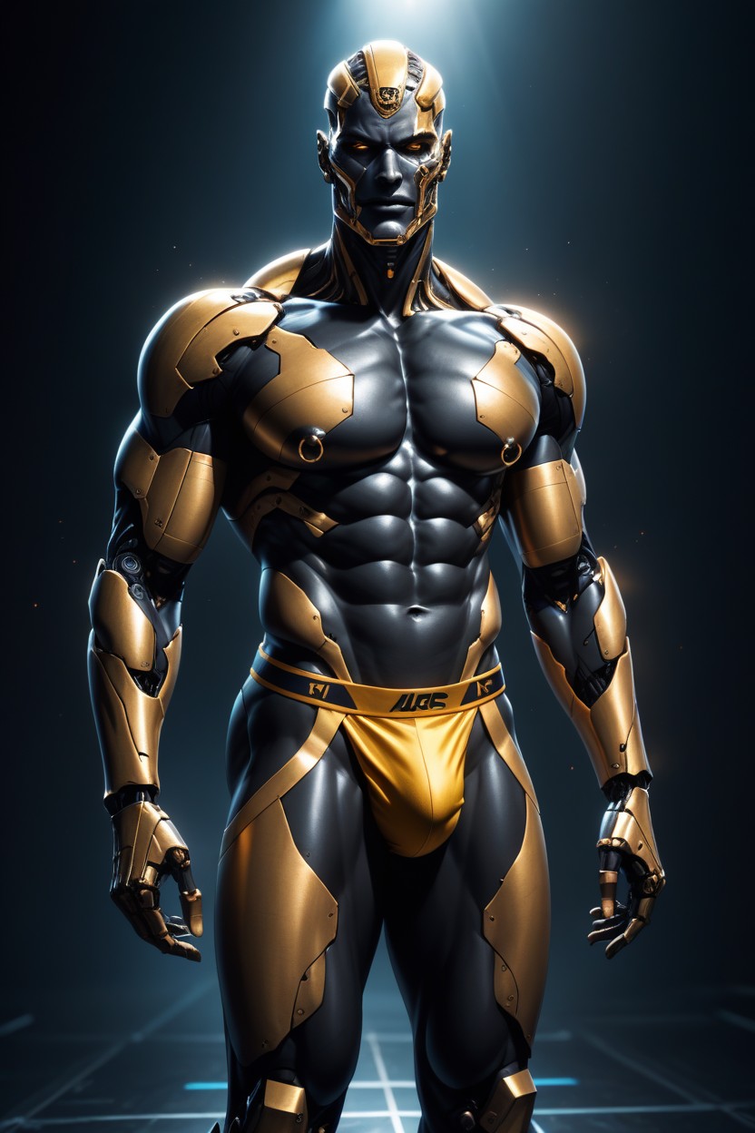 Camera Angle Is Bottom Up, Organic Plating Embedded Into Skin, Leaving The Buttocks Subtly Exposed In A Tasteful AI Gay Porn