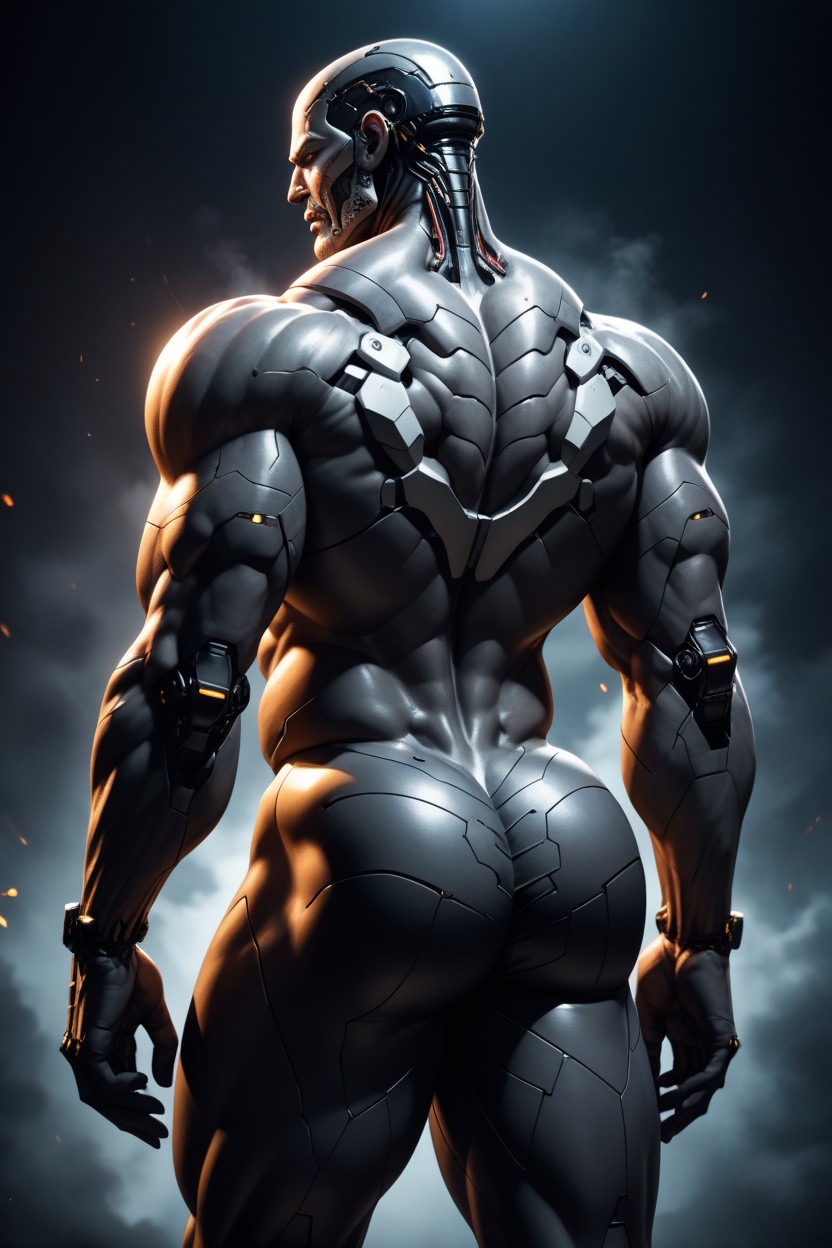 Is Standing In A Dark, Misty Sci Fi Chamber, Revealing Skin Textured With Elegant AI Gay Porn