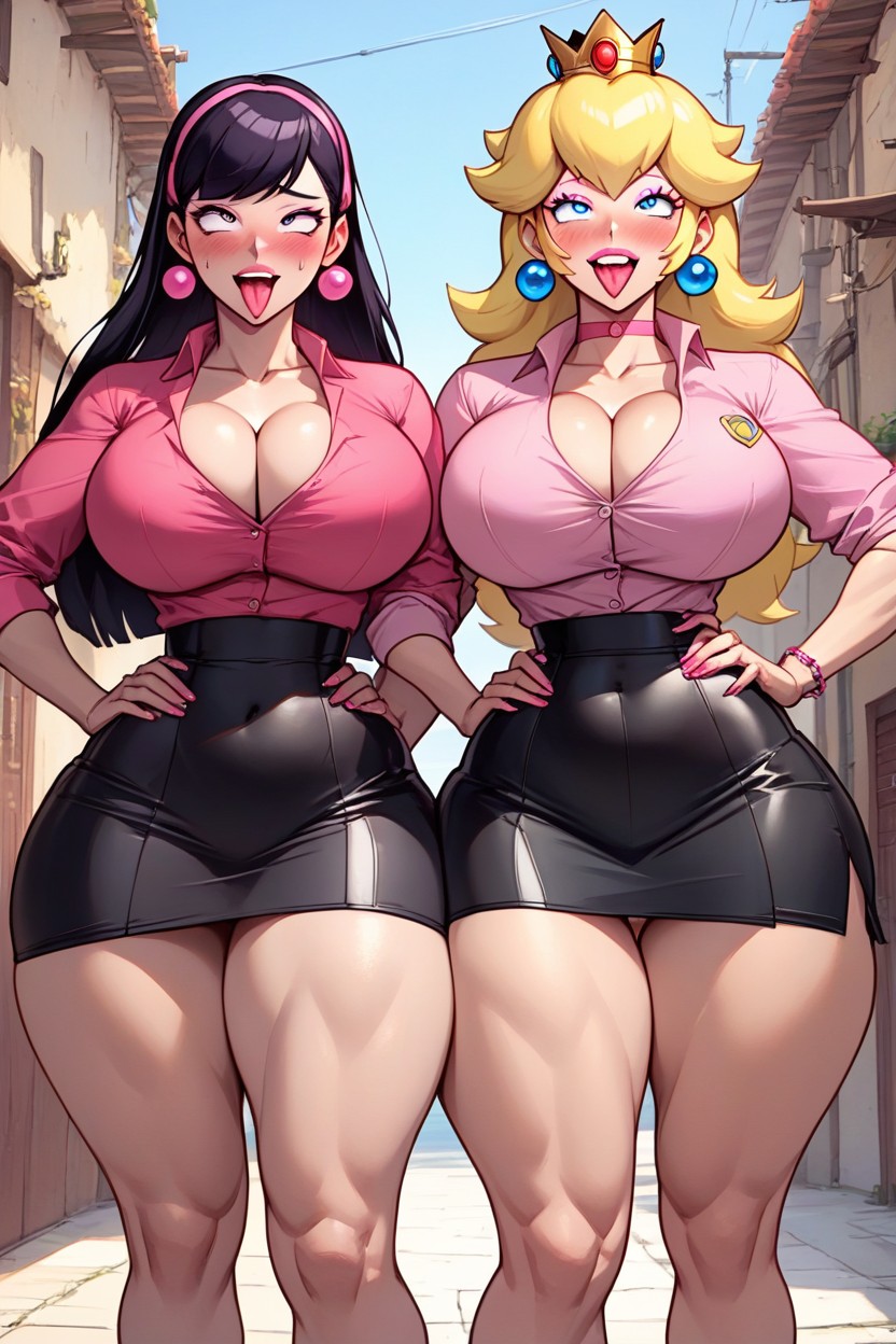 Stick Out Tongue, Thick Thighs, Exposed Waist Hentai AI Porn