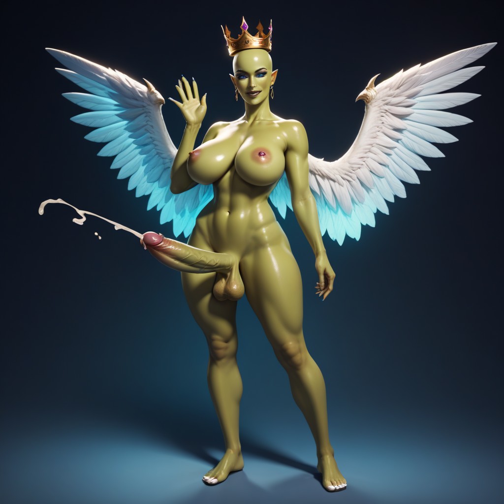 Dominant, Blue Glowing Eyes, Confident Shemale AI Porn
