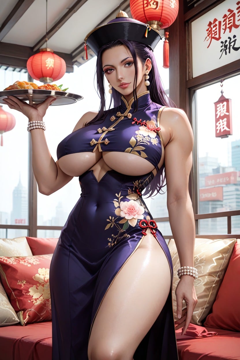 Oiled Skin, Pearl Braclets, Red Eyeshadow Hentai AI Porn