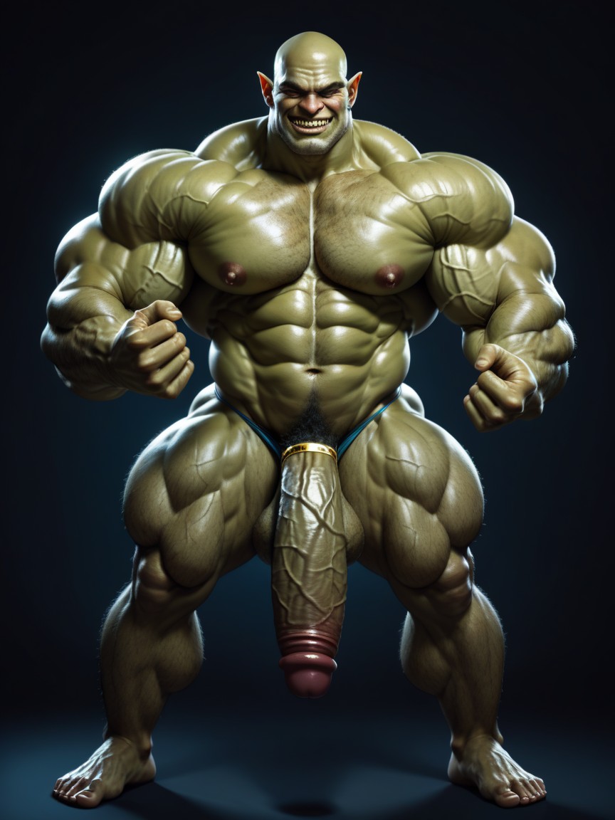 Extreme Muscle, Goblin, Flexing AI Gay Porn