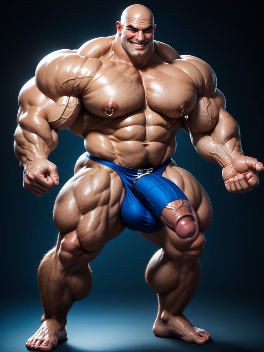 Wearing Collar With Lock On It, Huge Penis, Muscle Growth AI Gay Porn