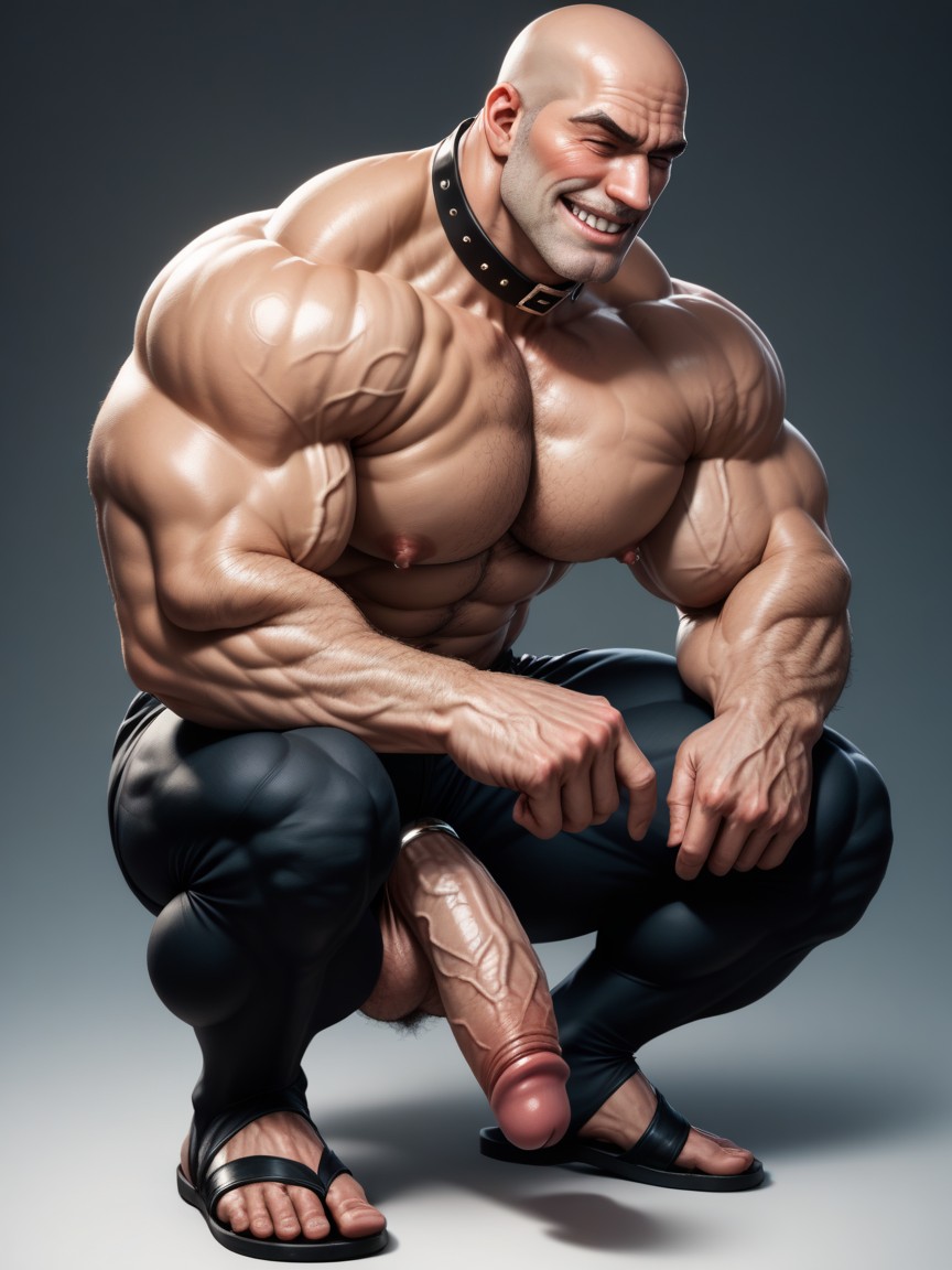Hyper Bodybuilder, Big Hands And Feet, Long Torso AI Gay Porn