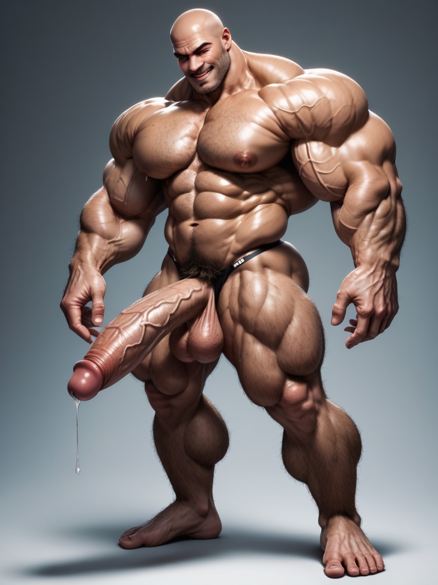 Villainous Face, Hyper Bodybuilder, Veiny Body AI Gay Porn