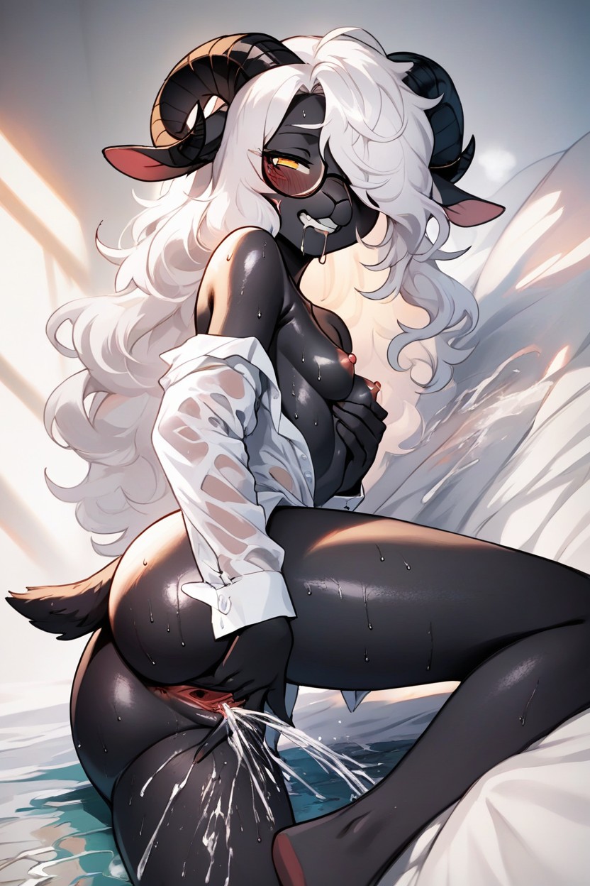 Sleepy Eyes, Wet Clothes, Lifting One Leg Furry IA
