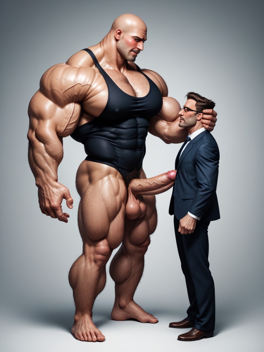 Huge Brow, Villainous Face, Wearing Collar With Lock On It AI Gay Porn