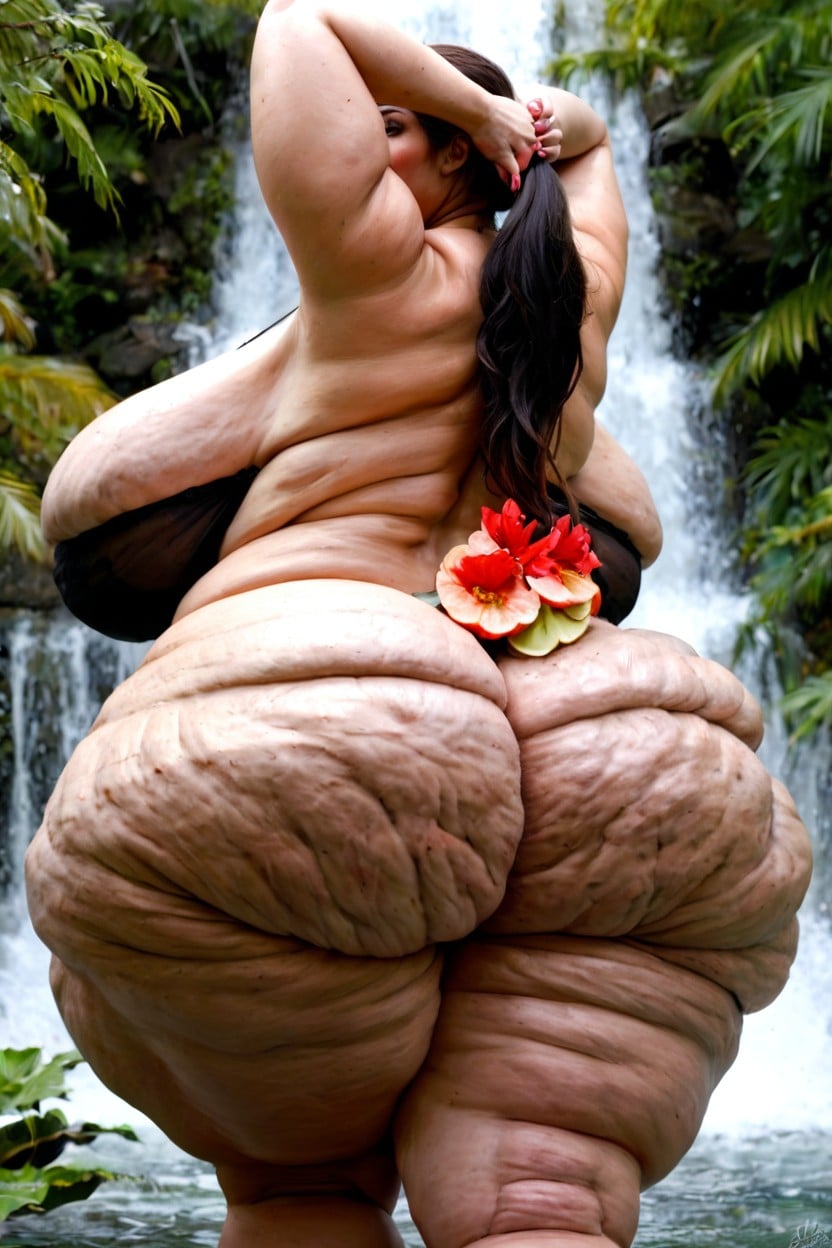 Swollen Breasts, Slutty Expression, Ponytail BBW AI Porn