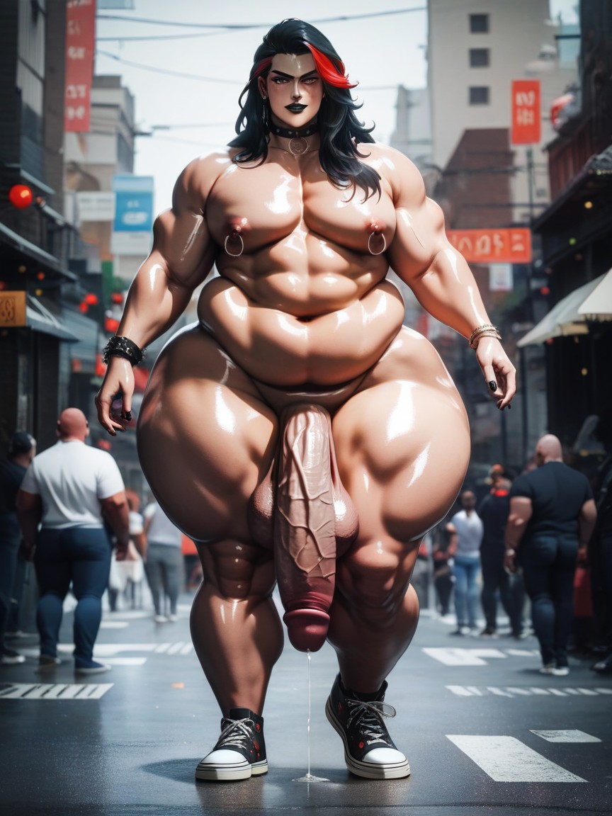 Naked, Chubby Pecs, Thick Fat Body AI Gay Porn