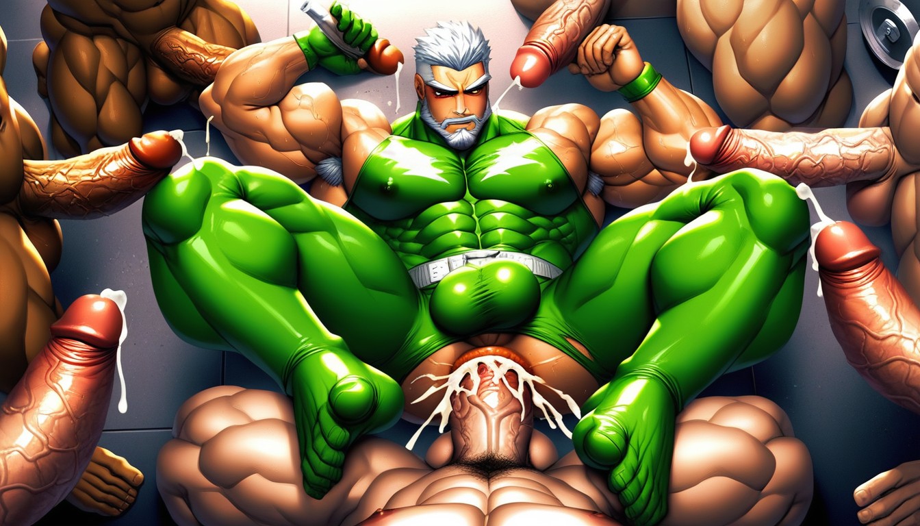 Musclebear, The Whole Body Is Covered With A Large Amount Of Sticky Cum And Piss, Creampie AI Gay Porn