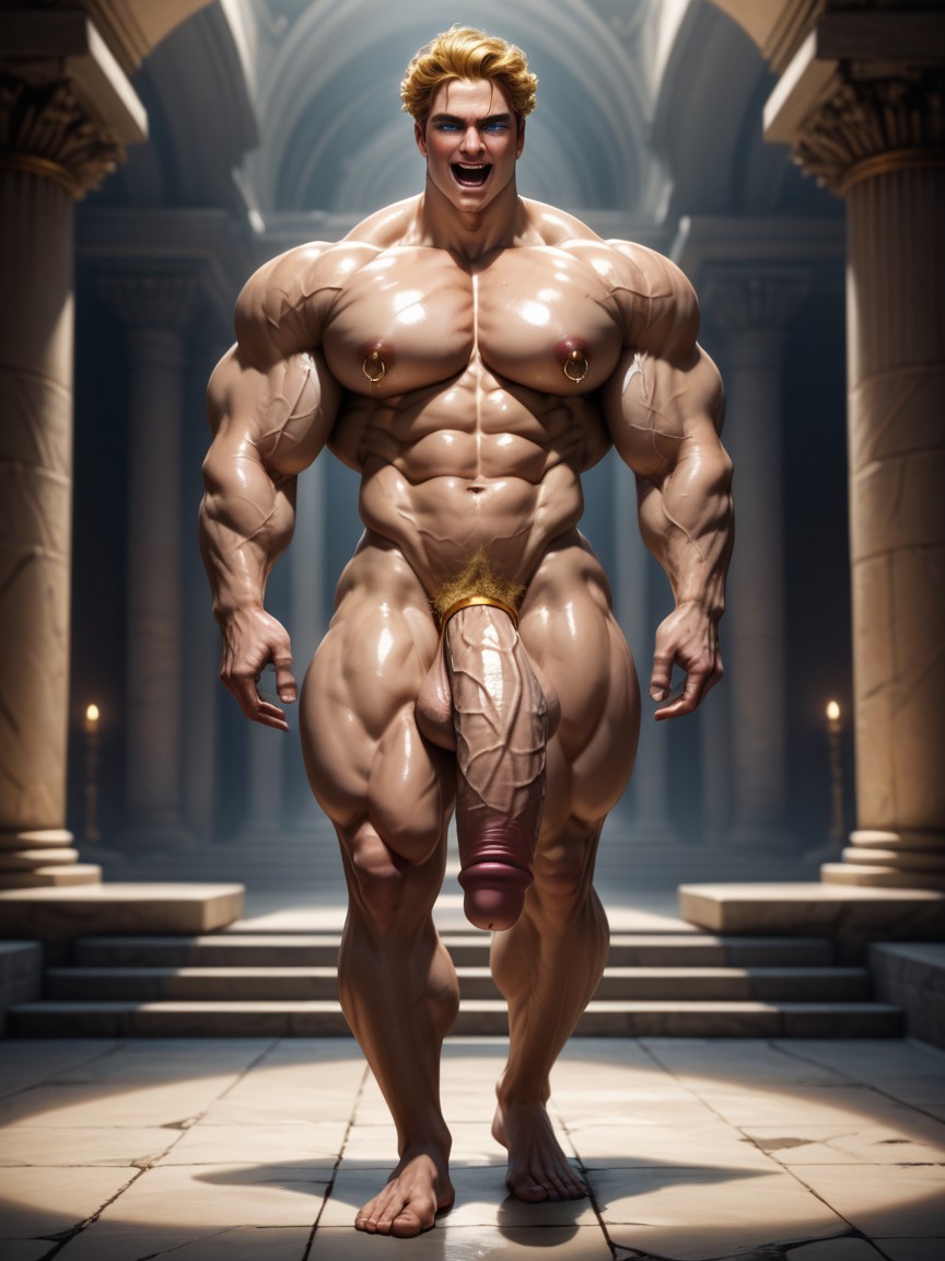 Massive Veiny Pecs, Standing Tall Legs Apart, Huge Pecs AI Gay Porn