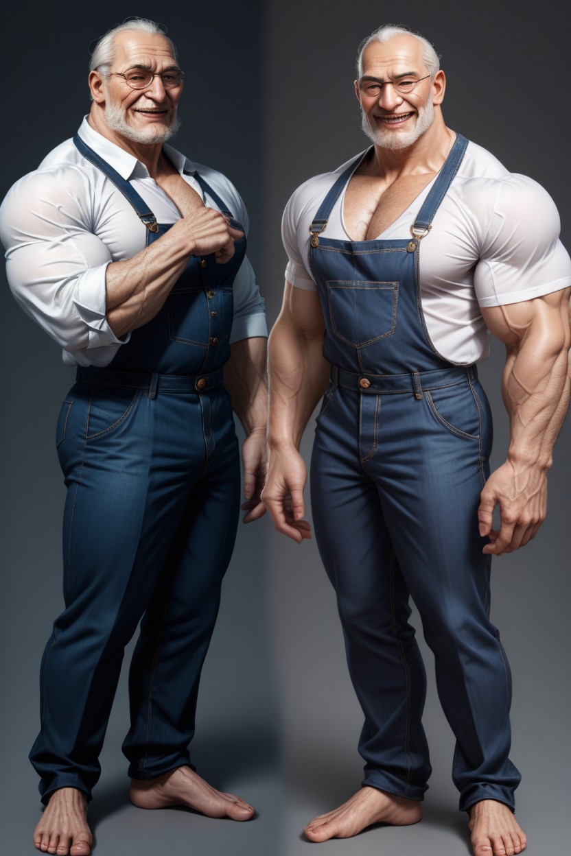 Masculine Face, Muscle Growth, Hyper Muscle AI Gay Porn