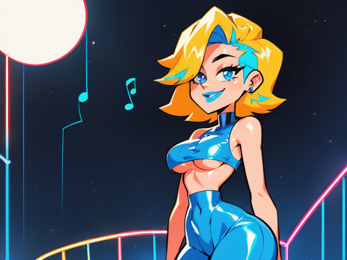 Neon Blue Fog In Background, Modern Setting, Neon Blue Ambient Lights Porno latina IA
