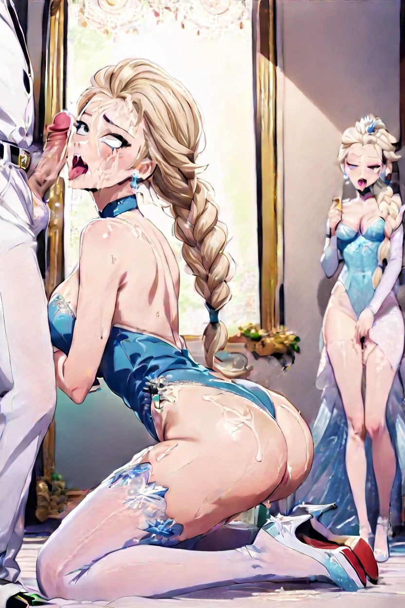 Facing Camera, Sucking White Mans Dick, Ahegao AI Porn