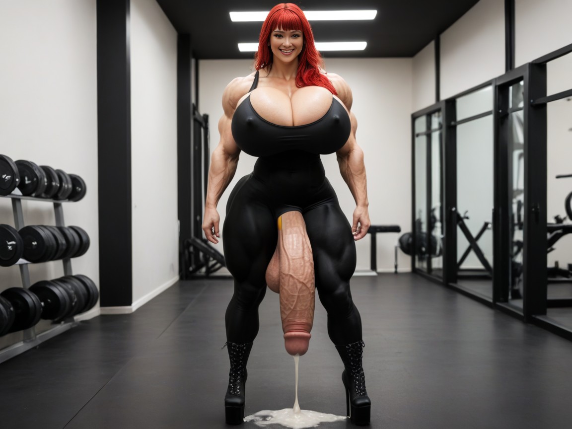 Grasping Massive Long Oversized Hyper Cock Breast, 太ももが厚い, Stripper Pornstar ニューハーフAIポルノ