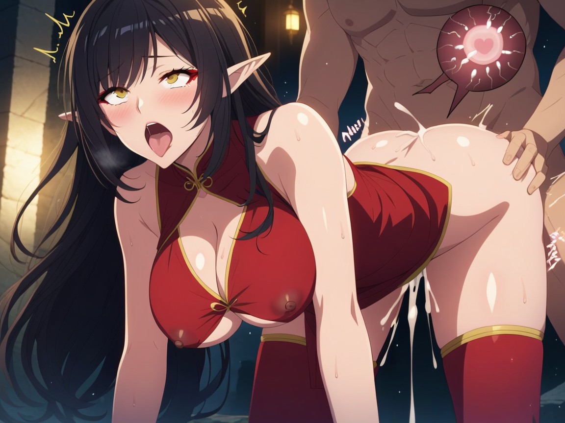 Cum Drip, Splurt Sounds, Skimpy Red Dress AI Porn