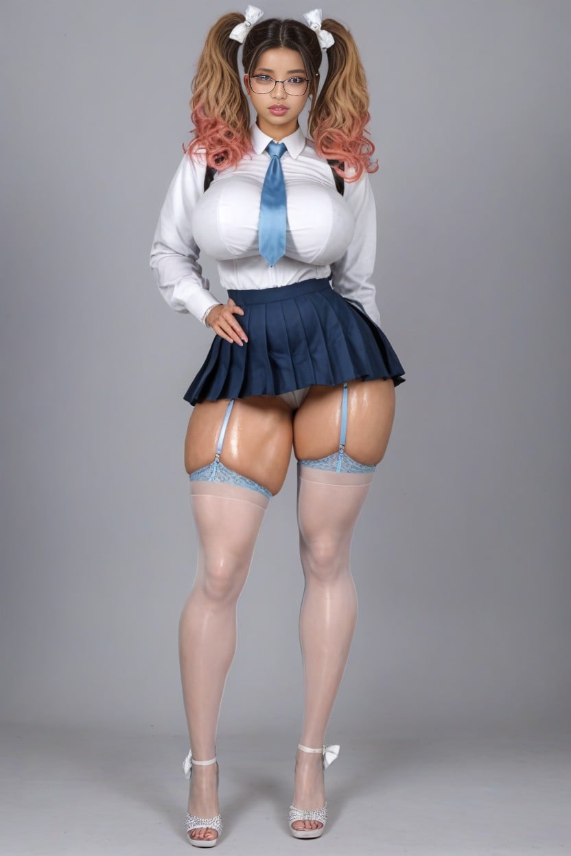 Enlarged Head, Extremely Shoulders, Oiled Breasts AI Porn