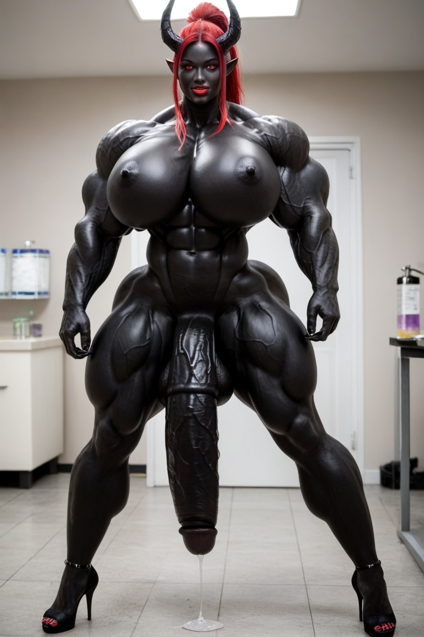 Her Cock Is A Flared Cock, Toned Muscles, Red Nail Porno IA transsexuelle