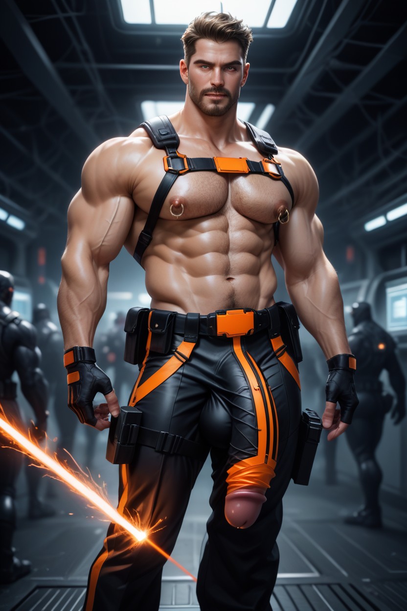 Photorealistic, Muscle Daddy Physique, Biceps AI Gay Porn