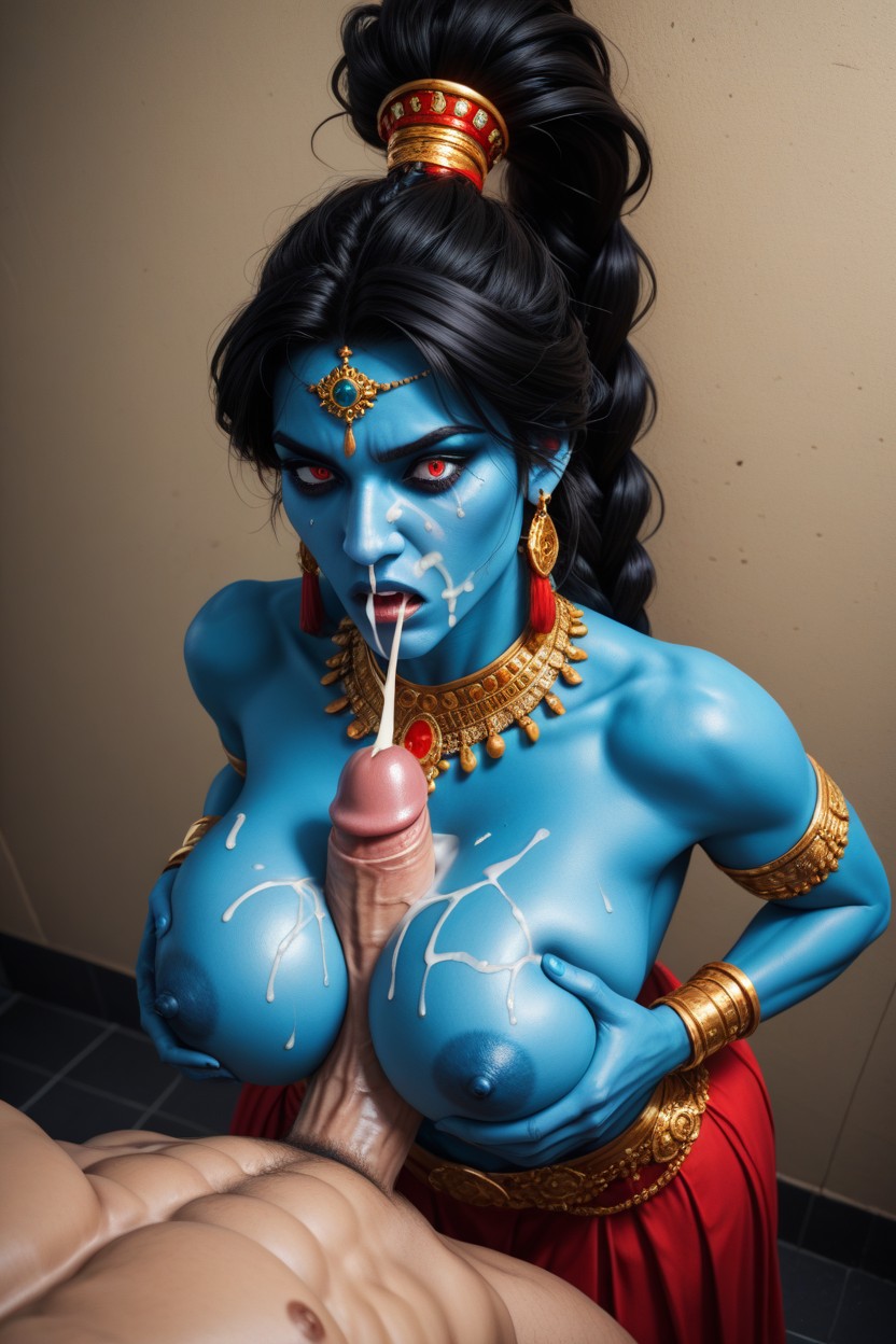 Blue Skin With Glowing Red Eyes, Braided, Long Length AI Porn