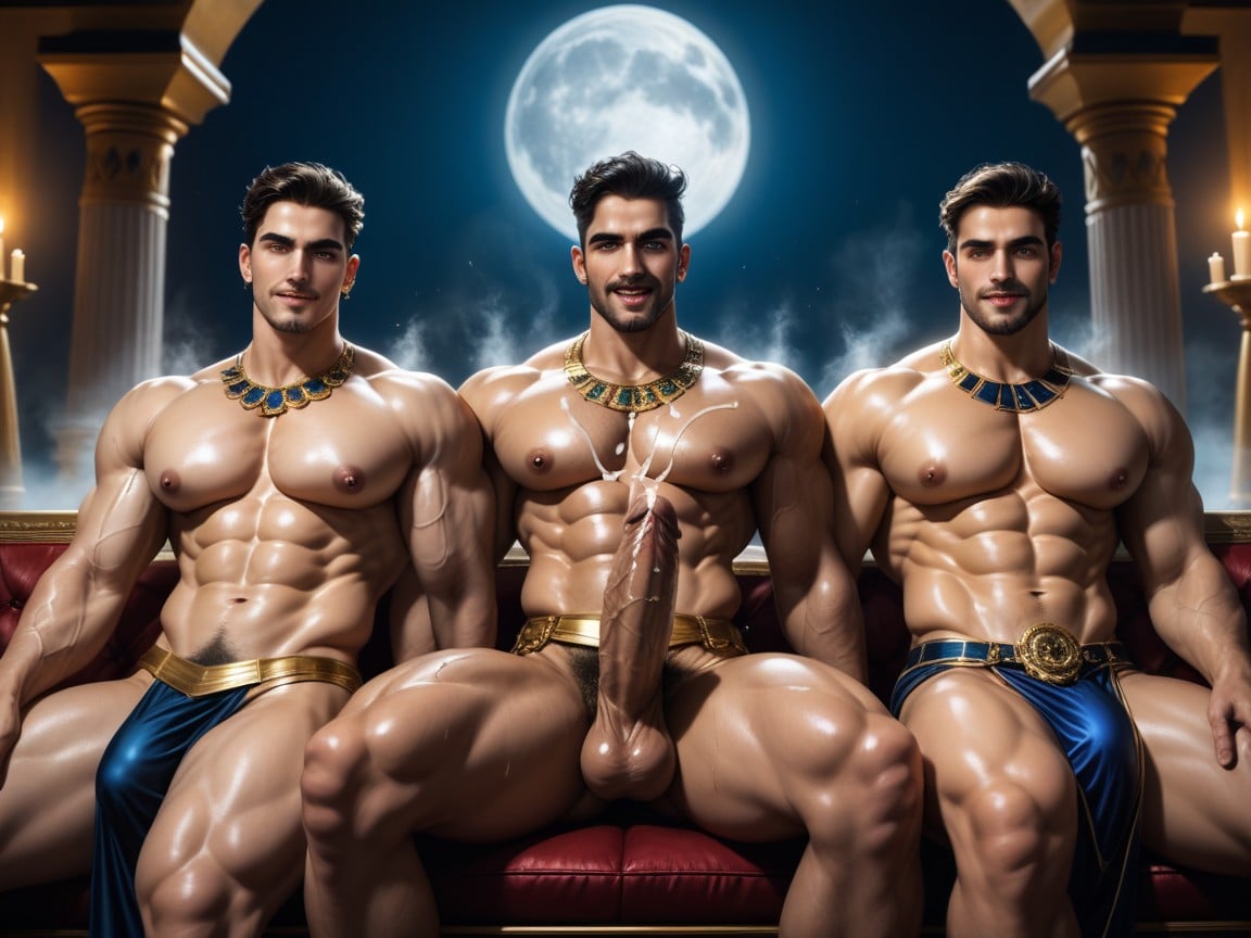 Cum On Pecs, Fire Torches, Hyper Realistic Porno IA Gay