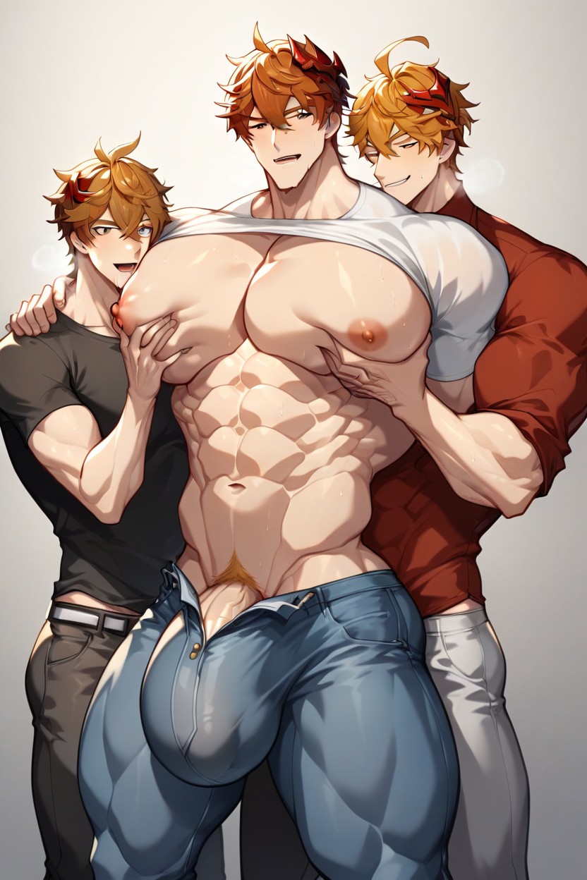 18+, Squeezing Massive Pecs, Groping AI Gay Porn