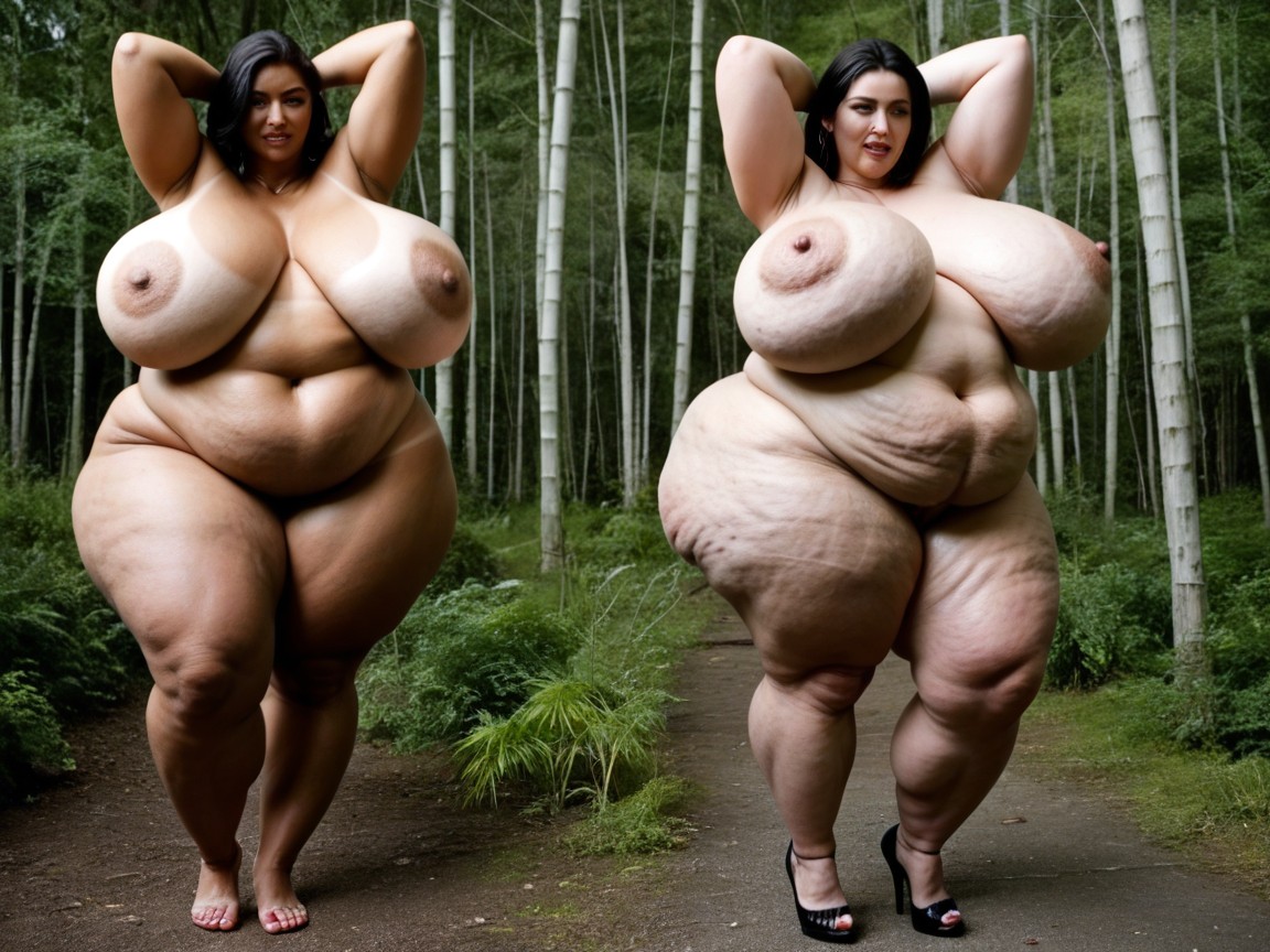 Front View, Arms Up, Cellulite Thighs BBW AI Porn