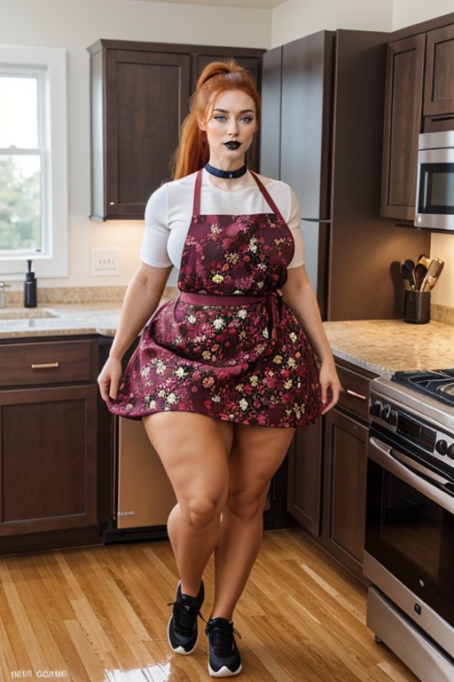 Extremely Wide Thighs, Extremely Wasp Waist, Leash AI Porn