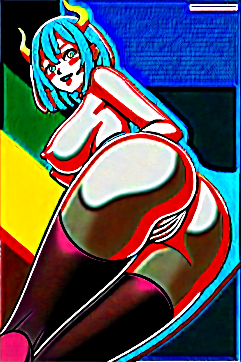 Front View, Yellow Horns, Purple Dominatrix Gloves Hentai AI Porn