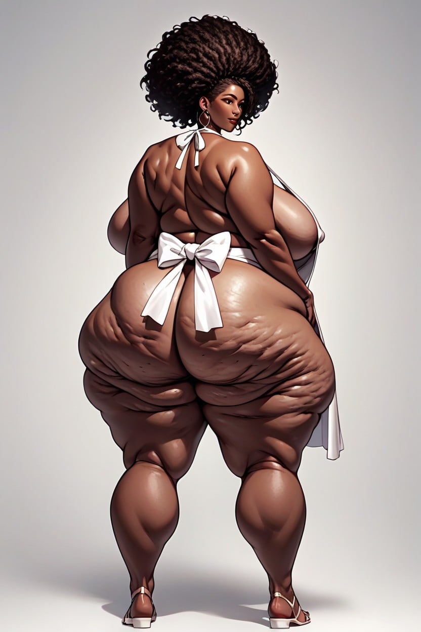 Giant Bulging Buttocks, Dark Chocolate Skin, Afro Hair Style Porno BBW IA
