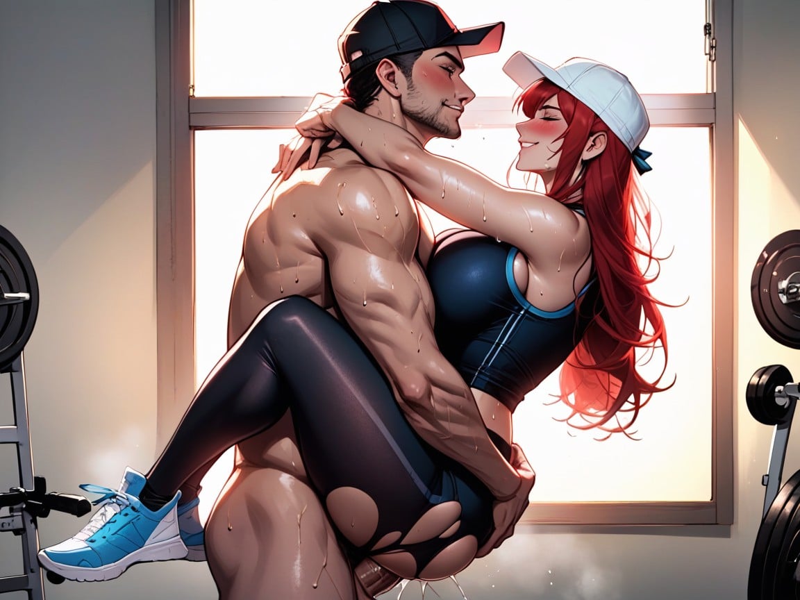 American, Sweaty Face, Clothed Female Nude Male Hentai AI Porn