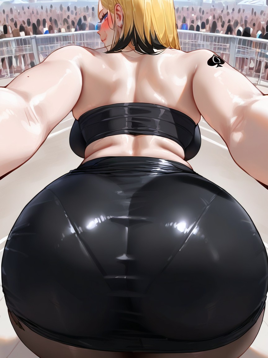 Crowd, Black Pencil Skirt, Extremely Large Ass Hentai AI Porn
