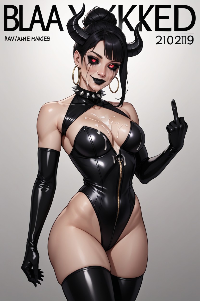 Black Latex Gloves, Small Breasts, Closed Mouth Hentai AI Porn