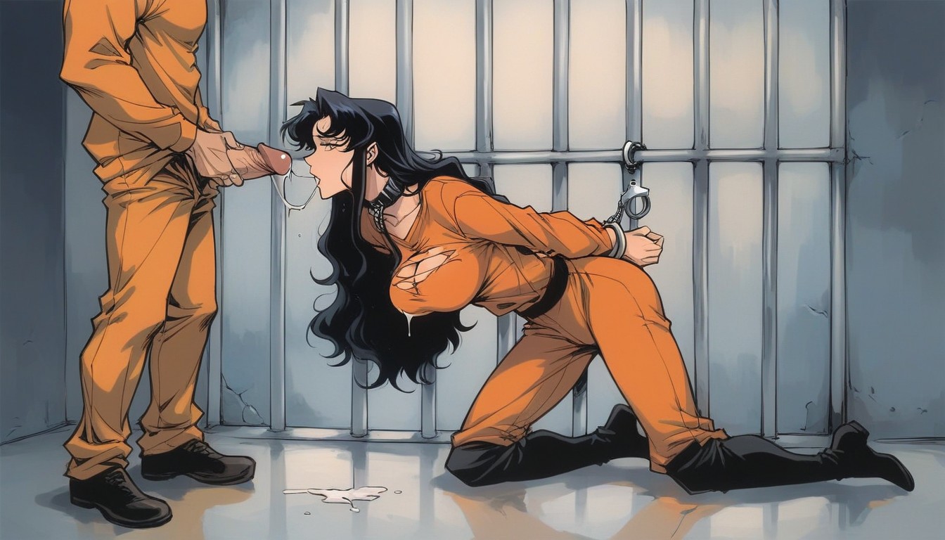 Front View, Curly Bangs With Parting, Long Black Hair Hentai AI Porn