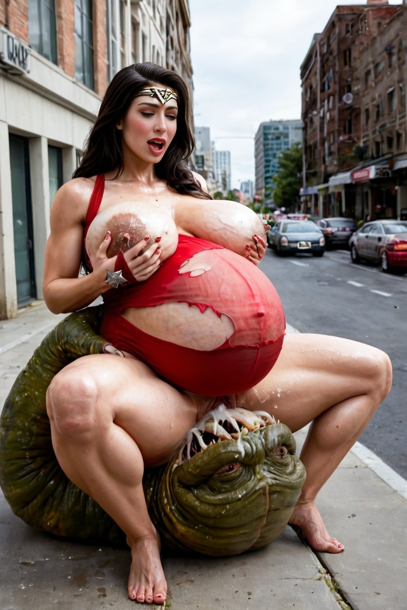 Wonder Woman Armor, Laying In Massive Cum, Tongue Tentacles AI Porn