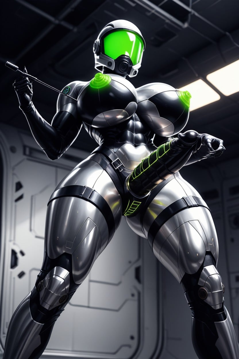 Metallic Breasts, Extreme Long Eyelashes, Helmet With Visible Face AI Porn