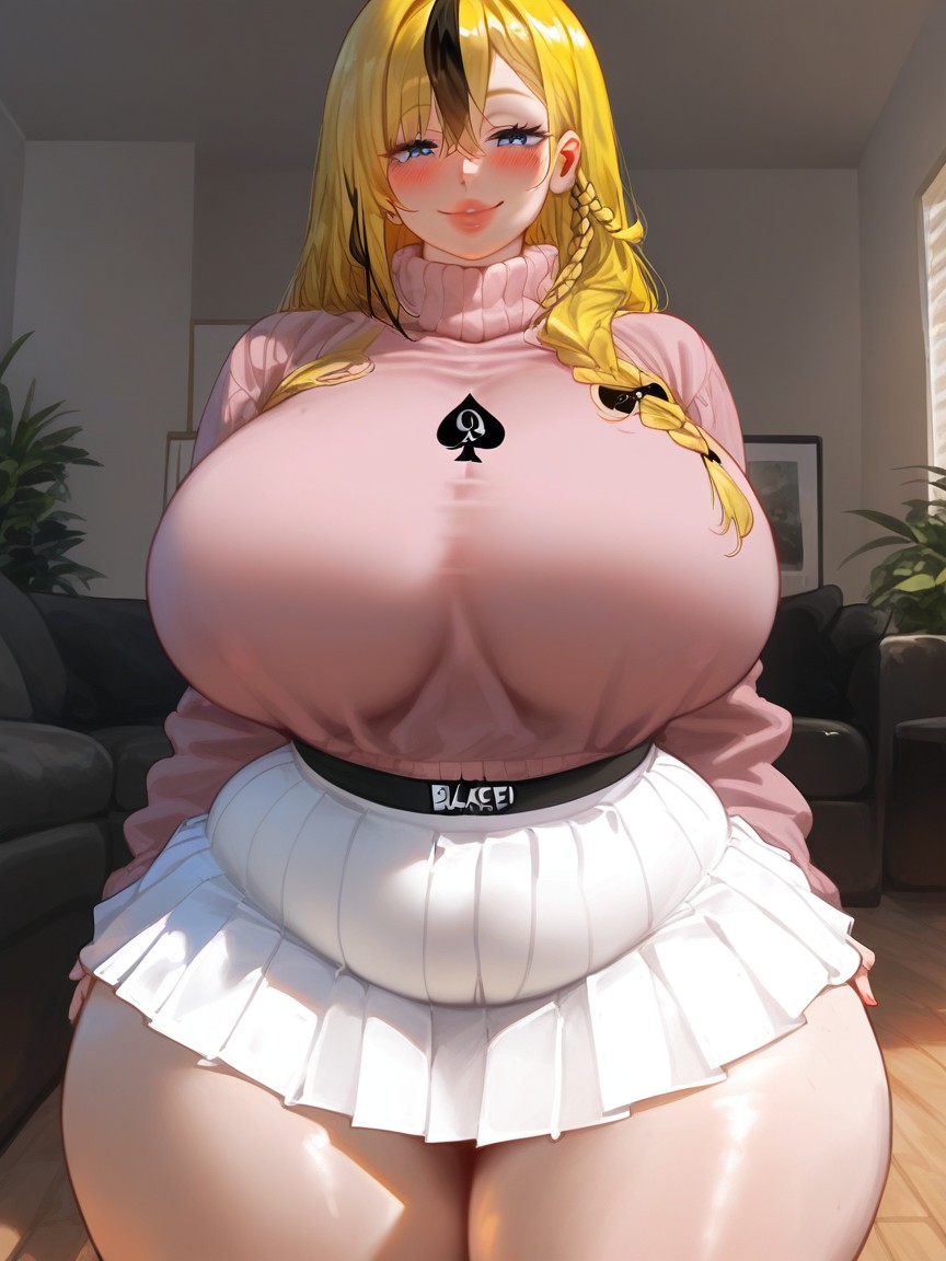 Blue Eyes, Side Braid, Blacked Clothes Hentai AI Porn
