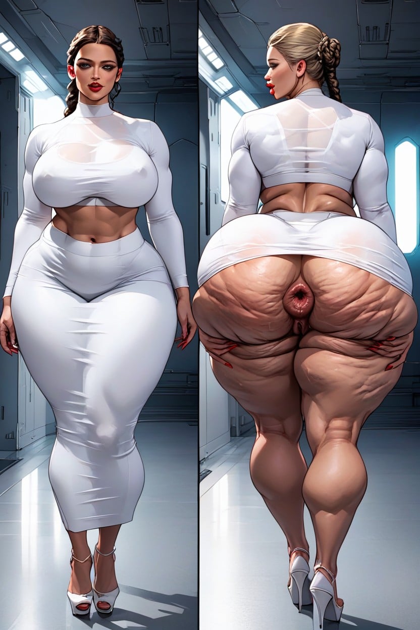 Spaceship Bedroom, Rear View, Full Body AI Porn