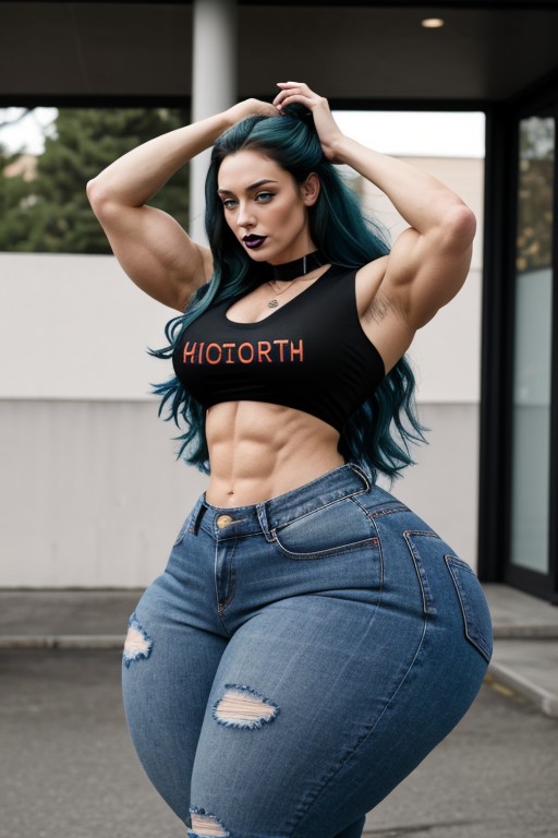 Steroid Muscular Defined Jeans, Steroid Ghetto Booty, Extremely Large Steroid Arms AI Porn