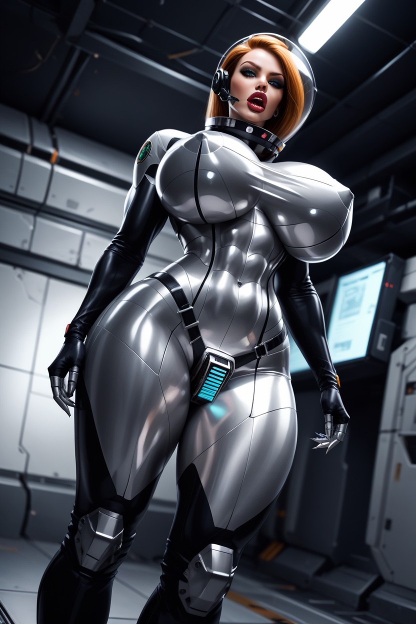 Helmet With Visible Face, Clear Helmet With Visible Face, View From Below AI Porn