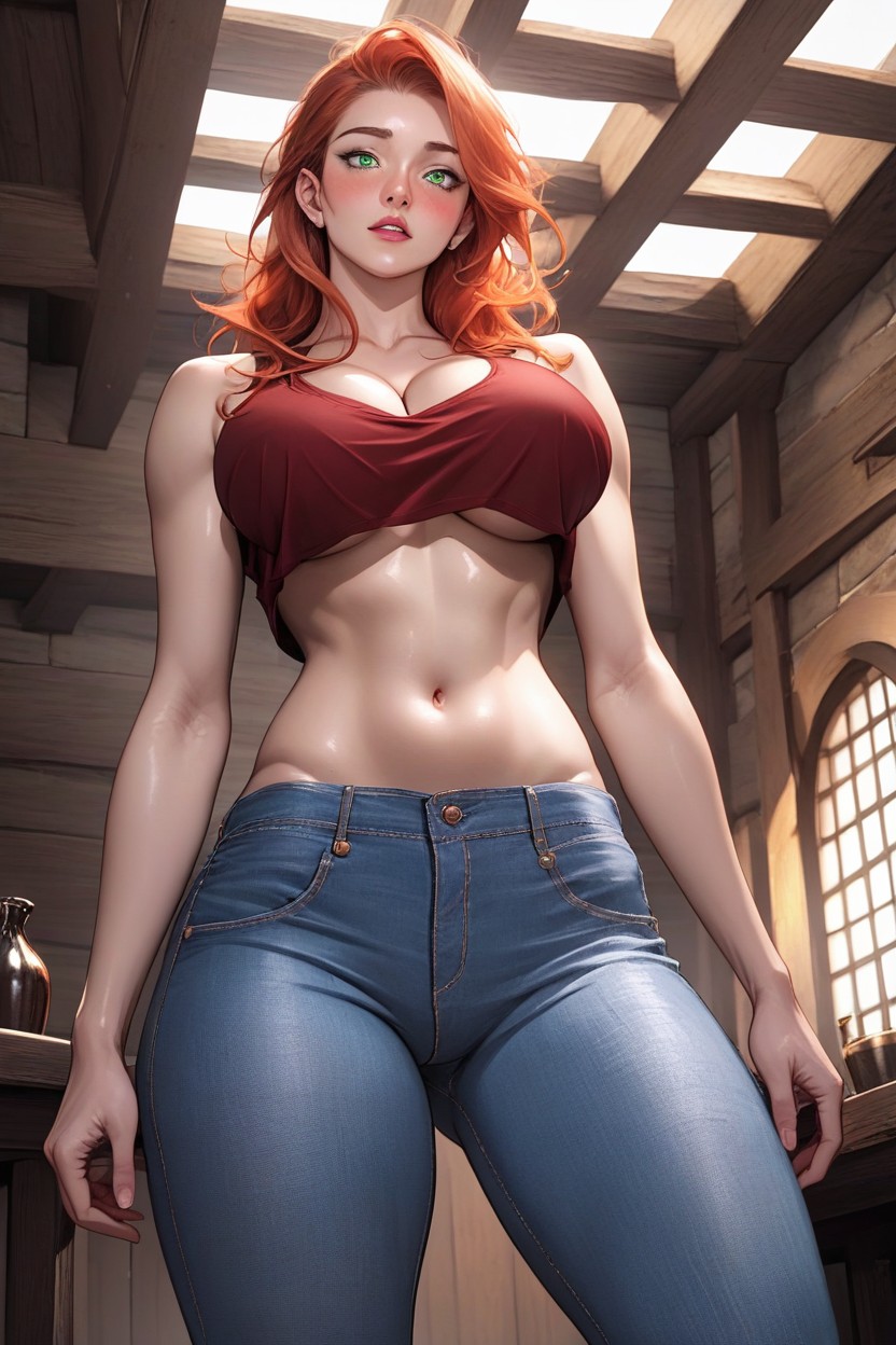 Naked Legs, Bright Eyes, Green Eyes Hentai AI Porn