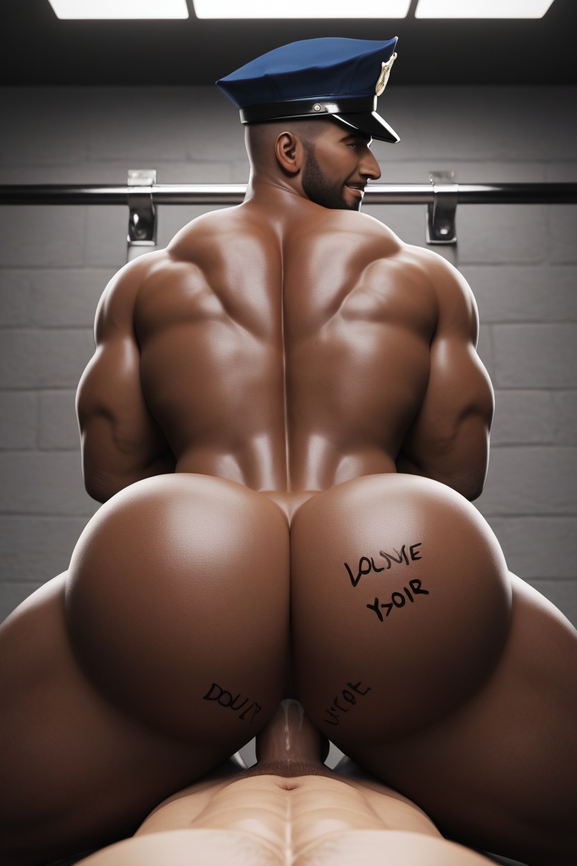 African Bottom, Police, Bottom Looks Evil AI Gay Porn