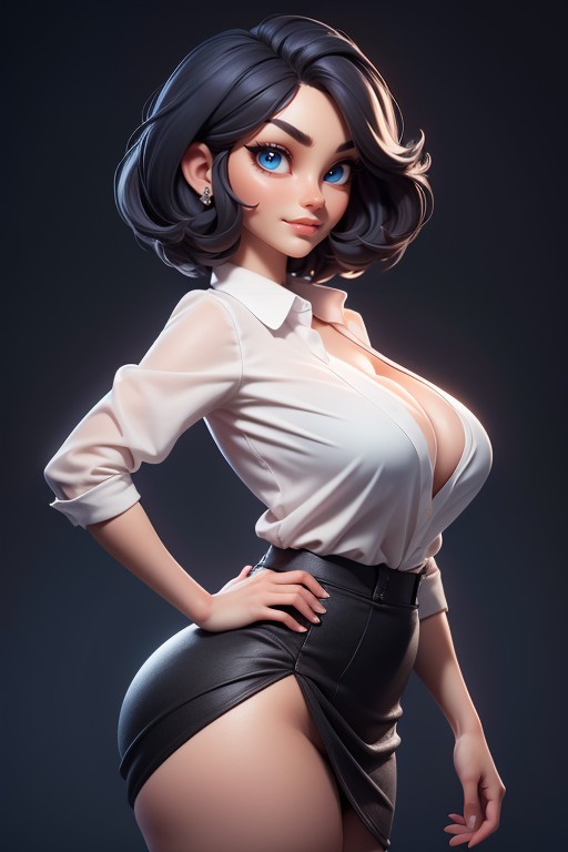 Skirt Pulled Halfway Up, Tall, Sexy Pose Hentai IA
