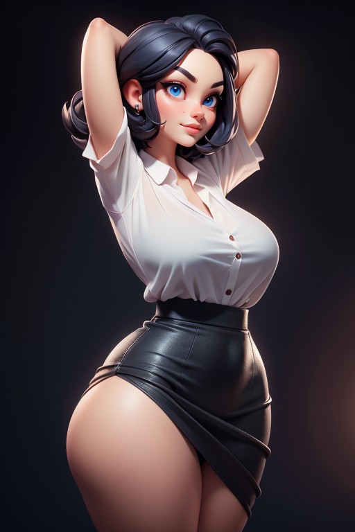 Big Bubble Ass, Tall, Office Shirt Hentai AI Porn
