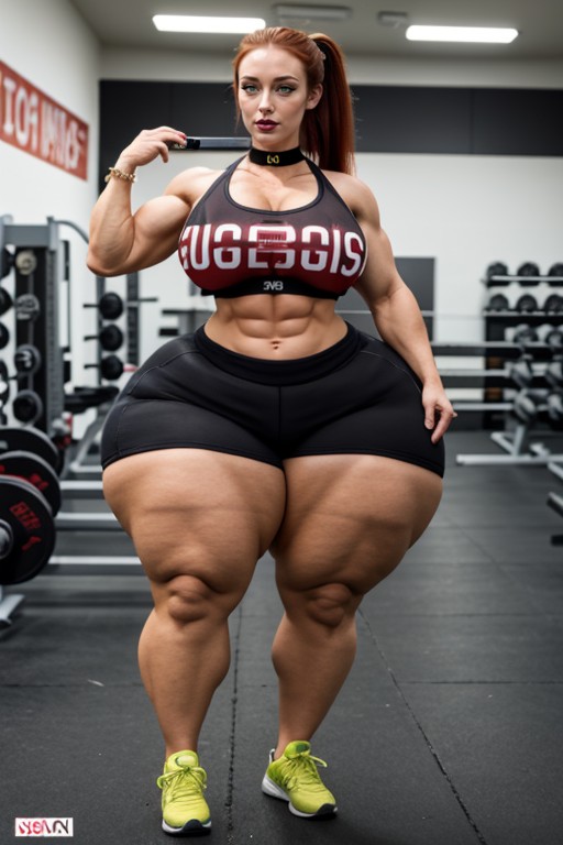 Steroid Muscular Thighs, Steroid Wide Thighs, Full Body View AI Porn
