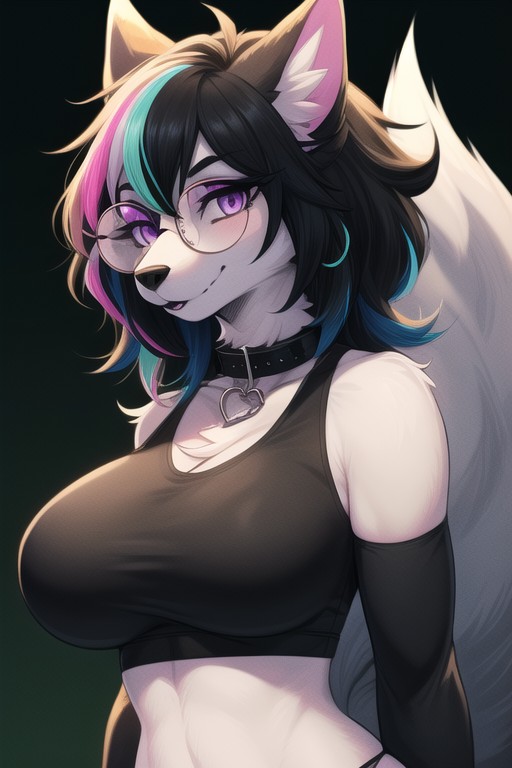 Freckles, Dark Grey Fur, Seductive Glance Furry AI Porn