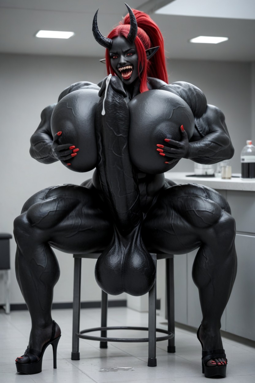 Lab, Black Cock Is Too Big, Hyper Black Flared Cock Shemale AI Porn