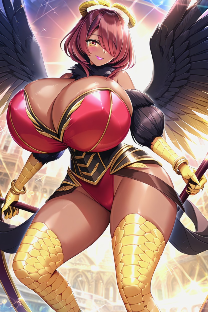 Wide Hips, Sunset, Black Fur Cover Arms Latina AI Porn